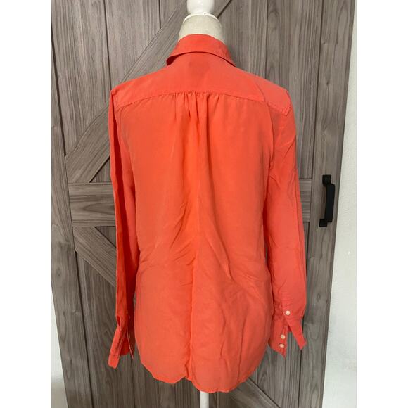 J crew, silk, coral button down small - Picture 4 of 5